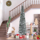 HOMCOM 9' Snow-Flocked Pencil Artifical Christmas Tree - Green-Realistic plastic branches provide a complete and lush look 