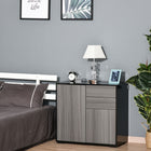 HOMCOM 31.1" L High Gloss Buffet Sideboard with 2 Drawers - Gray and Black-Features 2 drawers, 2-door cabinets, and a flat tabletop