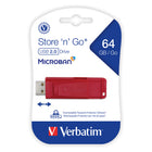 Verbatim Store 'n' Go 64 GB USB Flash Drive - Red-Retractable USB connector means no cap to lose