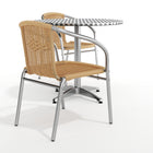 31.5'' Round Aluminum Indoor-Outdoor Table with 2 Beige Rattan Chairs (TLH-ALUM-32RD-020BGECHR2-GG)-5