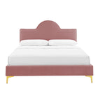 Modway Sunny Performance Velvet Twin Bed - Dusty Rose-Assembly Required