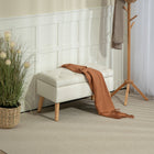 HOMCOM Storage Ottoman Bench with Wooden Legs - Cream White-Hidden storage under lid keeps blankets and pillows tidy