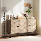 HOMCOM Modern 55.3" L Sideboard - Oak-Magnetic doors ensure secure closure and easy access