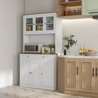 HOMCOM 71" H Pantry Cabinet with Microwave Space and Buffet Hutch - White-Adjustable shelves customize storage for taller kitchen items 