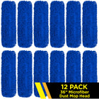 Gritt Commercial Microfiber Looped Dust Mop Pad Head - 36" x 5" - Blue - 12 Pack-Easily launderable for increased longevity