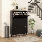 HOMCOM Shoe Cabinet with 3 Flip Drawers for 24 Pairs - Black-Adjustable shelves fit shoes of varying sizes