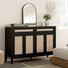 HOMCOM 52.8" L Sideboard Buffet Cabinet with Storage - Black-Smooth drawer rails and quality hinges for easy operation