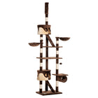 PawHut 94" - 102" Floor-To-Ceiling Huge Cat Tree Tower - Brown-Adjustable height (94.5" to 102.4") for safety 