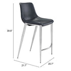 Zuo Magnus Counter Stool - Black/Silver - Set of 2-7