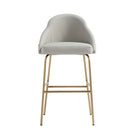 Manhattan Comfort Gracie 22" Modern Leatherette Upholstered Barstool - Stone and Gold-Modern Barstool with Backseat Perfect for Bar and Kitchen Use