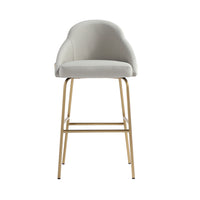 Manhattan Comfort Gracie 22" Modern Leatherette Upholstered Barstool - Stone and Gold-Modern Barstool with Backseat Perfect for Bar and Kitchen Use