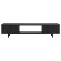 Hudson&Canal Lucien TV Stand for TV's up to 78" - Black Grain-A modern contemporary design accommodates TVs up to 78" for your entertaining space