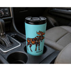 Oscardo John Rombough Moose Indigenous Art Travel Mug-Double-Wall Stainless Steel - Durable 330 ml (11.2 oz) travel mug with insulated construction that keeps beverages hot for up to 5 hours and cold for up to 12 hours