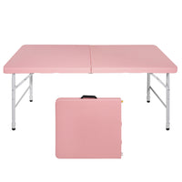 Homy Casa 4 ft Portable Folding Table with 4 adjustable Heights Indoor & Outdoor for Camping - Pink-The 4 ft size fits camping, picnics, and parties