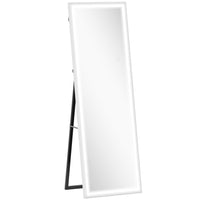 HOMCOM LED Full Length Mirror with 3 Colour Lighting - 21" W x 64" H - White-64" x 21" (162.5 x 53.3 cm) large mirror provides a full head-to-toe view 