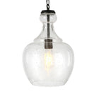 Hudson&Canal Verona 11" Wide Pendant with Glass Shade - Blackened Bronze/Seeded-Includes a 6 ft. height-adjustable cord and chain