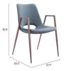 Zuo Desi Dining Chair - Azure Grey/Walnut - Set of 2-6