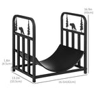 Outsunny Firewood Rack with Bear and Pine Tree Design - Log Holder - Black-Made with selected steel with electrophoresis treatment for extra strength 