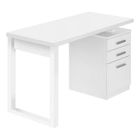 Monarch Specialties 7690 48" Computer Desk - White Left Or Right Facing-Computer desk with 3 storage drawers and a floating desktop in a white finish