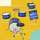 Qaba Kids Drum Set with Throne, Cymbal, Pedal, Drumsticks - Blue - Set of 7-Included cymbal adds a wide range of sounds to performances 