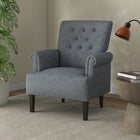 HOMCOM Fabric Accent Chair with Wood Legs - Rolled Arms for Bedroom - Grey-Can be placed anywhere, from living room, bedroom to dining room
