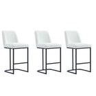Manhattan Comfort Serena 17.71" Modern Leatherette Upholstered Counter Stool - White - 3 Pack-Modern Counter Stool with Backrest Perfect for Bar and Kitchen Use - Set of 3