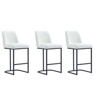 Manhattan Comfort Serena 17.71" Modern Leatherette Upholstered Counter Stool - White - 3 Pack-Modern Counter Stool with Backrest Perfect for Bar and Kitchen Use - Set of 3