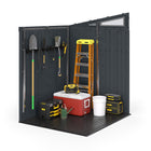 Suncast Modernist Storage Shed - 6' x 5' - Cyberspace/Dove Grey-Shed design features 4 large transom windows providing natural light to interior.