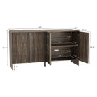 Manhattan Comfort Novara 60" Contemporary 4-Door Sideboard - Jacobean Walnut-Adjustable interior shelves for flexible storage and organization