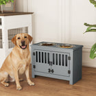 PawHut Xlarge Raised Dog Bowl Stand with 2 Stainless Steel Bowls and Storage - Grey-Raised design helps your pets' posture 