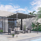 Outsunny 8.2' L x 8.4' W Retractable Pergola Canopy Replacement for 10' L x 10' W Frame (Cover Top) - Dark Grey-Features 10 water drainage holes to prevent pooling on the canopy top  