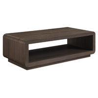 Hudson&Canal Lonni 47" Wide Rectangular Coffee Table - Brown Oak-A modern take on a retro look for your living room, den, and more