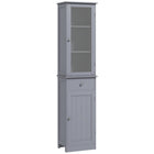 Kleankin Slim Bathroom Storage Cabinet with Adjustable Shelves and Drawer - Grey-2 cabinets and a drawer provide ample storage space