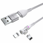 Statik 360 Pro Universal Magnetic Charge/Sync Cable - 6.6 ft - White-Universal Cable: Includes Lightning, USB-C, and Micro-USB tips to charge any device plus a USB-C and USB-A adapter to work with any power adapter