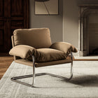 Modway Ansel Performance Velvet Accent Chair - Taupe-Fixed Padded Seat