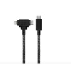 Native Union Belt USB-C to USB-C/Lightning 1.8m Cable - Cosmos Black-Made better for the Earth with an innovative eco-friendly construction: 100% recycled PET braiding, 100% recycled TPU housing & 75% recycled bonded leather strap