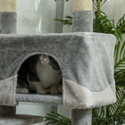 PawHut 53" Large Condo Cat Tree Tower - Grey-Fulfill cat's natural instinct to climb and scratch and protect your furniture 