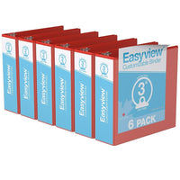 Davis Group Easyview Premium Binder - Round Ring - Customizable - 3" - Red - 6 Pack-3 Ring Binder