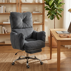 HOMCOM Ergonomic Reclining Office Chair with Snow Flannel Fabric - Dark Grey-Reclines up to 155° with a footrest for relaxing naps anytime