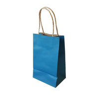 Wamaco Colour Kraft Shopper Bags - 5.25" x 3.5" x 8.25" - Blue - 100 Pack-Kraft colour shoppers