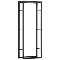 HOMCOM Firewood Rack Fireplace Log Holder - 23.6" W x 9.8" D x 59.1" L-Practical firewood rack, holds the wood logs together tightly and securely