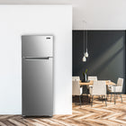 Magic Chef 7.4 cu. ft. 2-Door Mini Fridge with Freezer - Platinum Steel-21.7" x 22.8" x 55.7"