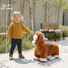 Qaba 6V Electric Ride-On Horse with Cover and Wheels - Brown-Quiet PU wheels protect your floors, suitable for indoor winter play 