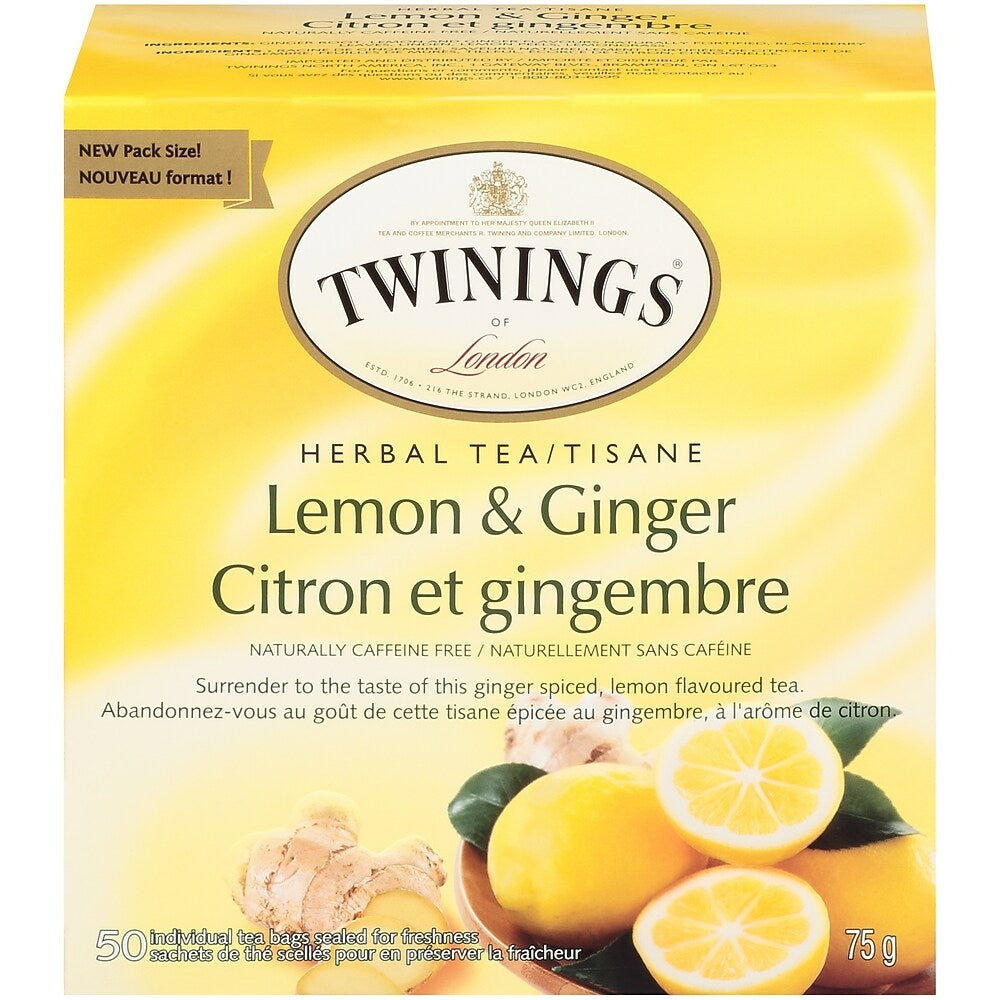 Twinings of London Lemon & Ginger Enveloped Tea Bag - 50 Pack