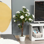 Outsunny 3' Decorative Artificial Rose Tree with Realistic Flowers - White-No watering or pruning needed, enjoy green space with zero maintenance 