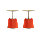 Manhattan Comfort Anderson 15.75" Modern Leatherette Upholstered End Table - Orange - Set of 2-Modern End Table - Set of 2 for Living Room Use