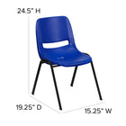 Flash Furniture HERCULES Series Kid's Navy Ergonomic Shell Stack Chair with Black Frame & 14" Seat Height-Black Powder Coated Frame with non-marring plastic floor glides