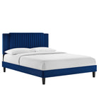 Modway Zahra Channel Tufted Performance Velvet King Platform Bed - Navy-Stain-Resistant Performance Velvet