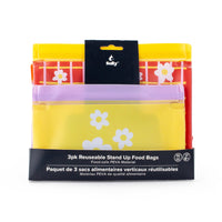 Sully PEVA Snack Bag - Set of 3 - Floral-3 Pack Size,  2 Medium size -20.5 x 14.8 x 5.7cm, 1 Small size - 19 x 11 x 5.7cm 