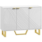 HOMCOM 42.1" L Sideboard Buffet Cabinet with Storage - White-Two two-tier cabinets feature three-level adjustable shelves for flexible storage